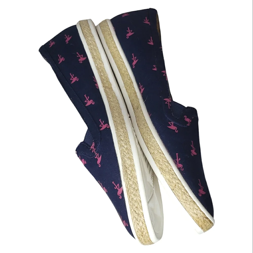 Aerosoles Flamingo Print Preppy Summer Sneaker Loafer Espadrille Vacation Flats